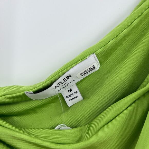Atlein Collective One Shoulder Apple Green Mini Dress - Picture 3 of 5
